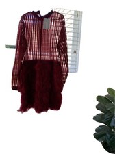 Boohoo Feather Midi Mesh Dress