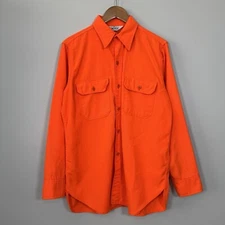 Vintage Woolrich Shirt Mens L Button Up Utility Hunting Safety Orange USA