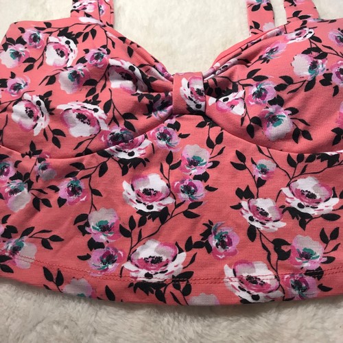 Charlotte Russe Floral Tank Cami Cropped Top Size L - Picture 3 of 6