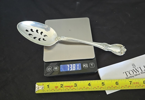 TOWLE OLD MASTER STERLING SILVER PIERCED TABLESPOON SERVING SPOON 74 GRAMS - Picture 14 of 15