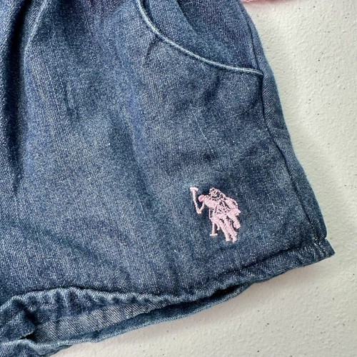 US Polo Assn. One-Piece Romper Sleeveless Short Pink 4T Lace Denim - Toddler - Picture 7 of 7