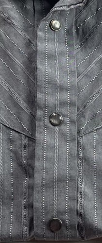 Camisa Panhandle Delgada Perla Snap Para Hombre XL Bordada Retro Ropa Occidental Gris - Imagen 6 de 11