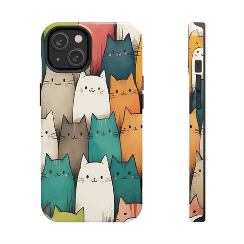 Cute Quirky Cats iPhone Case, iPhone 16,  15, 14 Pro Max, 13, 12, 11 Pro, XR, XS - Afbeelding 32 van 92