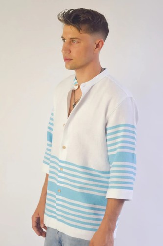 Camisa Top Playa London Unisex Bali Algodón Orgánico a Rayas Seminyak Nueva con Etiquetas Precio de venta sugerido por el fabricante £75 - Imagen 3 de 5