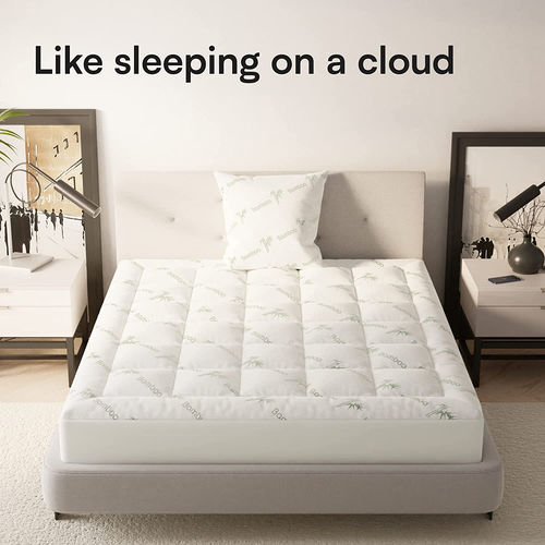 Viscose Bamboo Queen Mattress Topper - Thick Cooling Pillow Top Pad Deep Pocket - Picture 2 of 10