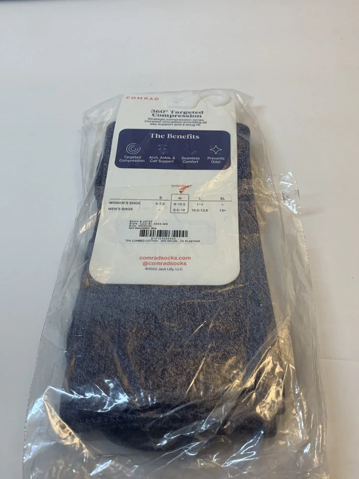COMRAD Crew Compression Socks, Blue, Medium (W8-10.5/M8.5-10) - NWT, FAST SHIP - Image 3 of 3