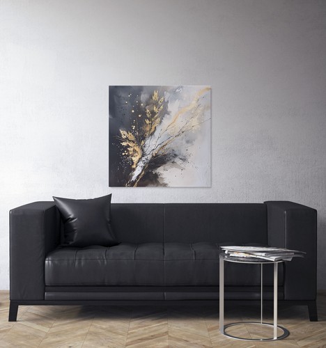 Golden Wheat Strokes, Abstract Nature Canvas Print, Home Decor - Picture 7 of 11