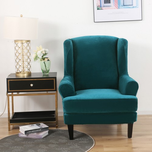 2-Piece Stretch Wing Chair Cover Wingback Sofa Covers Elastic Armchair Slipcover - Picture 153 of 196
