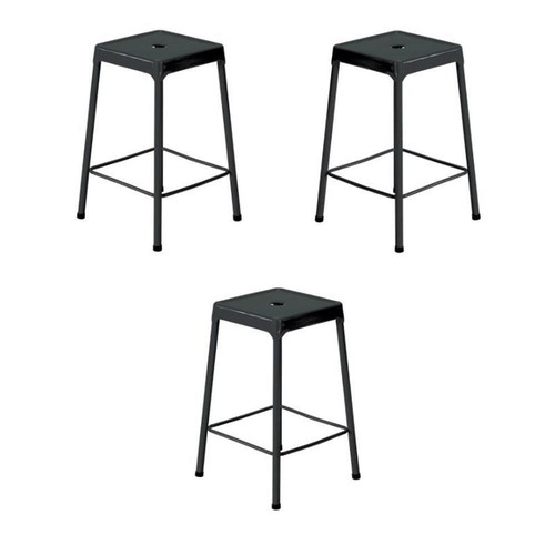 Home Square 25"H Steel Backless Counter Stool in Glossy Black - Set of 3 - Picture 1 of 10