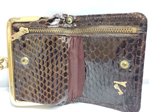 Vintage Brown Kiss Lock Coin Purse Bifold Wallet / Keychain 4661/16 - Picture 10 of 10