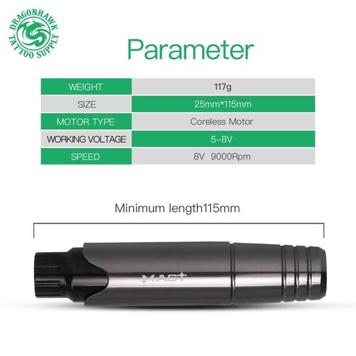 Tattoo Stift Dragonhawk Mast P10 Rotary Maschinengewehr für PMU SMP für Tätowierer - Bild 36 von 50