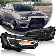 Vland Led Headlights For Mitsubishi Lancerevo X 2008-2020 Set All Black Lhrh