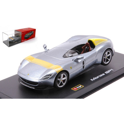 FERRARI MONZA SP1 2018 CONVERTIBLE SILVER/YELLOW SIGNATURE 1:43 Burago