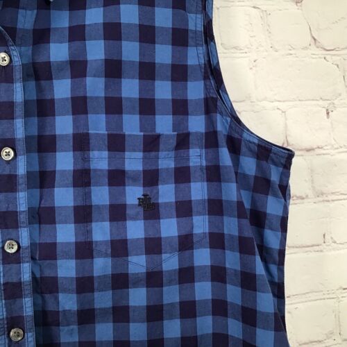 Camisa Lauren Ralph Lauren Sin Mangas Botón Delantero Mujer 16 Azul Cuadros Algodón - Imagen 3 de 6