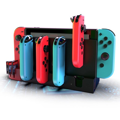 LED Charging Dock Station Stand Card With 4 Ports For Nintendo Switch NS Joy-Con - Zdjęcie 2 z 10
