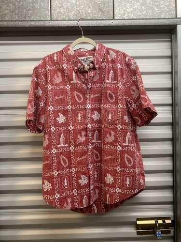 NWOT Reyn Spooner University Hawaiian Print Button Shirt Stanford Pineapple L