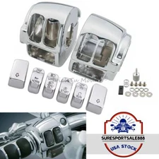 Chrome Switch Housing Cover+6x Button Cap Fit For Harley Sportster V-Rod Softail
