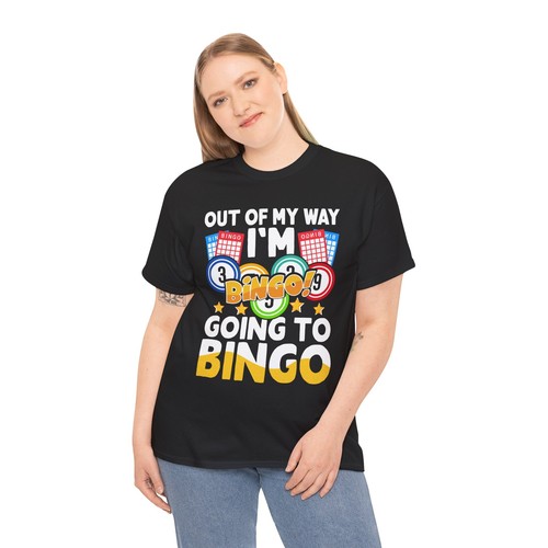 Funny Bingo T-Shirt for Bingo Lovers, Out of My Way I'm Going to Bingo Night tee - Picture 3 of 15