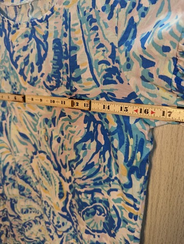 LILLY PULITZER Girl's Mini Lindell Dress Bennet Blue Shell Puff Sleeve, XL 12 14 - Picture 5 of 6