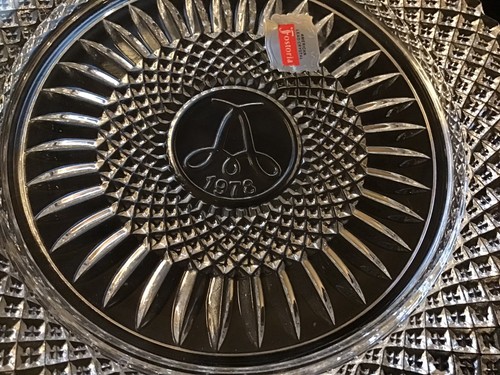 70er Jahre 5er Set Vintage Diamant Punktschliff Kristall FOSTIORIA Mittagessen Teller NEU - Bild 6 von 7