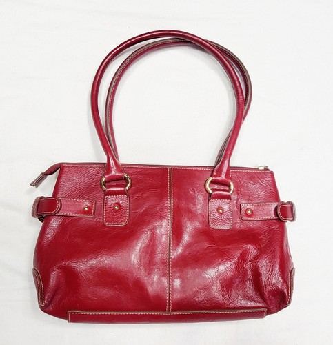 Vintage Etienne Aigner Handbag Genuine Leather Purse Saucy Red Double Handled - Picture 2 of 18