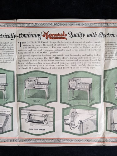 Antique 1926 MONARCH Electric Range Fold-out Advertising Brochure - Picture 5 of 13
