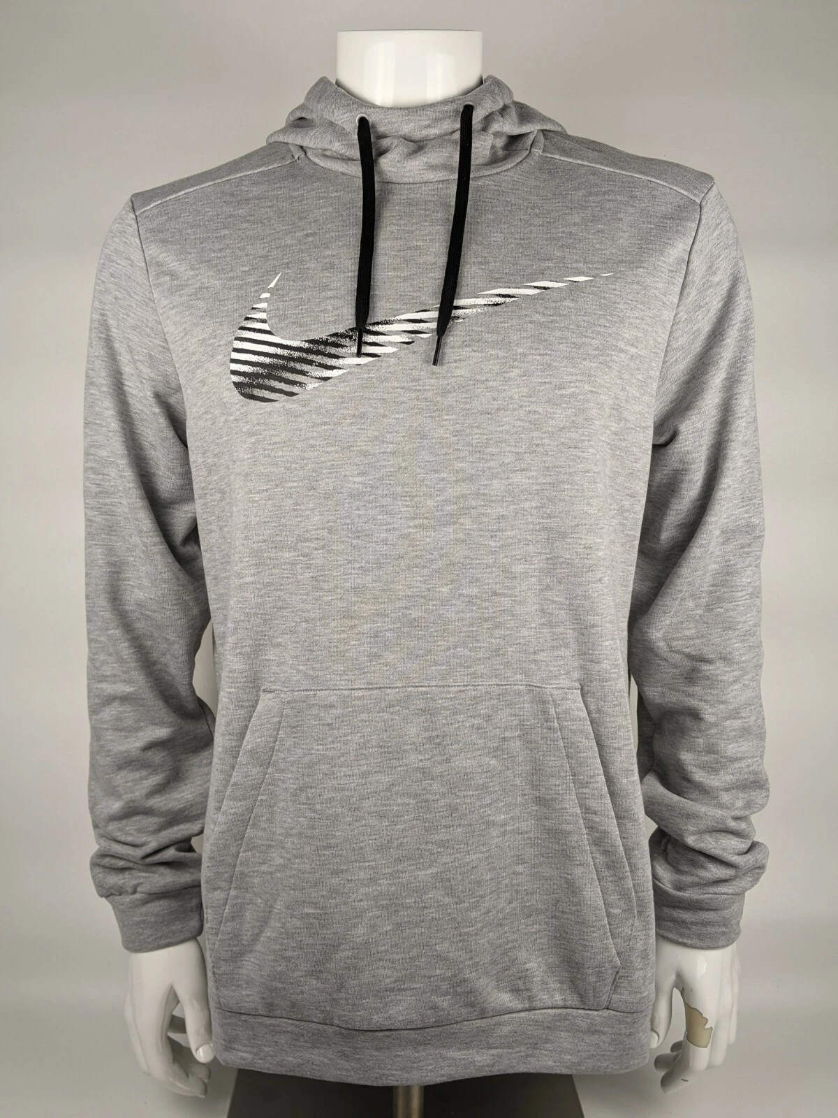 Nike Dry Pullover Sweatshirt Hoodie Men's Size Large Gray Black White DriFit NWT