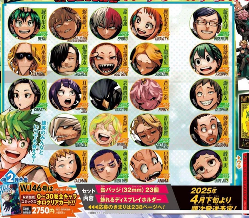 Insignia de lata de exhibición especial My Hero Academia 23 piezas 32 mm con soporte de exhibición NUEVO - Imagen 4 de 4