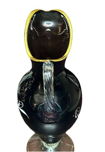 Vintage Glass Amethyst Hand Painted Floral Purple Gold Decanter - Picture 4 of 6