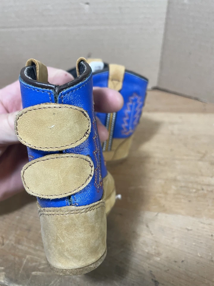 Bota de couro Old West infantil tamanho 3 cowboy - Imagem 4 de 4