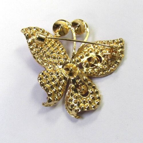 Pink Crystal & Pearl Sparkle Butterfly Pin Brooch Gift # 5925 - Picture 2 of 3