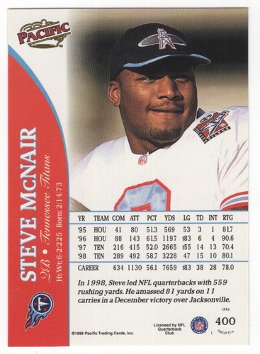 1999 Pacific Football Set Break - Cards #226-450 Pt.2 - 第 295/373 張圖片