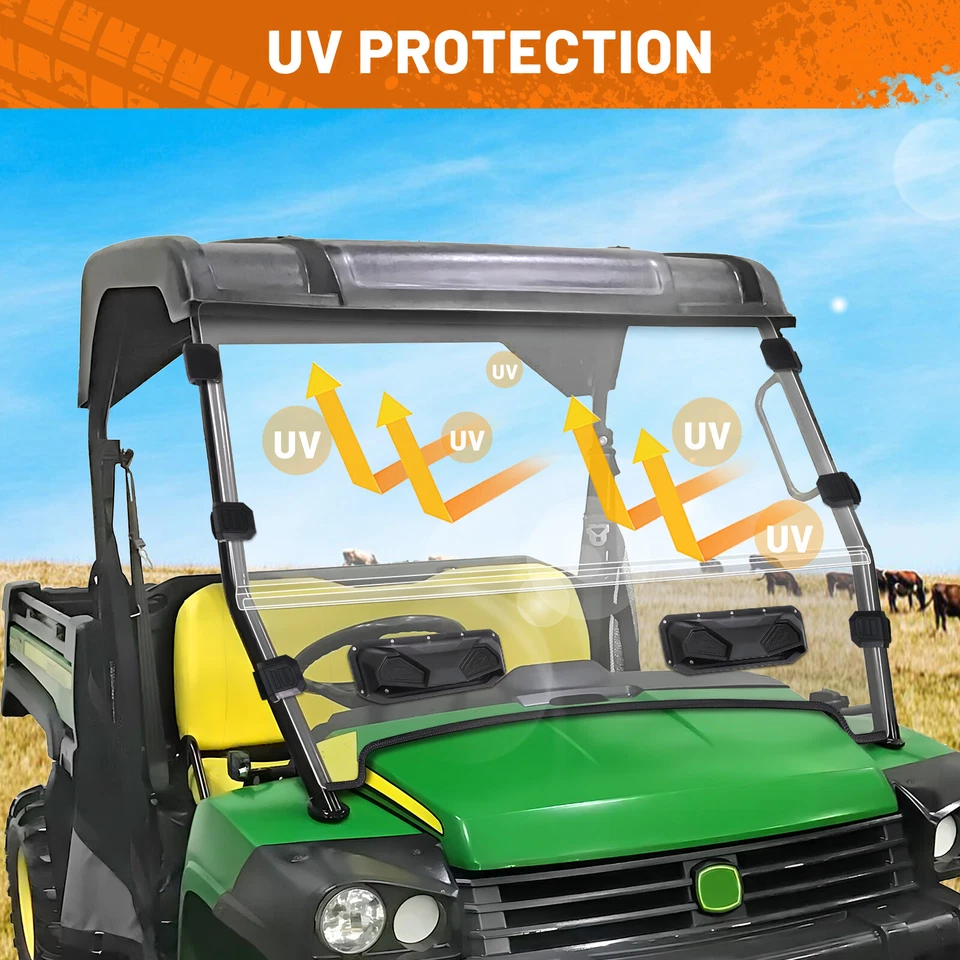 UTV Vented Full Windshield for John Deere Gator HPX XUV850 855D 620i 625i 825i Foto 4 de 4
