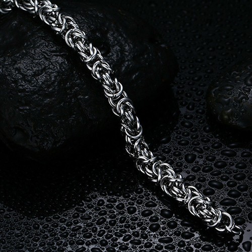 6/8/10 mm hochwertige Edelstahl Silber byzantinische Kette Herren/Damen Armband - Bild 3 von 6