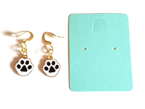 🐾Cute Enamel Animal Paw Print Gold Plated Earrings🐾 - Picture 4 of 8