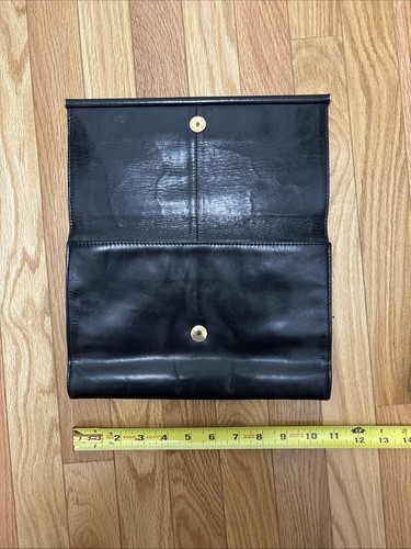 Pochette usata vintage Swan originale in pelle nera - Foto 5 di 9
