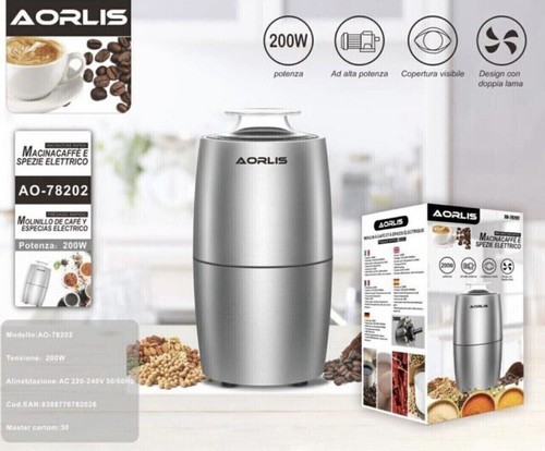 MACINA CAFFÈ ACCIAIO 200W ELETTRICO CAPACITA 50G MIXER CEREALI SPEZIE PEPE - Foto 2 di 8