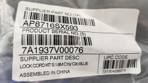 APC CABLE 6FT C19 C20 AP8716S Locking Power Cord 1.8M FOR 208/240V NEW (Single) - Picture 2 of 5