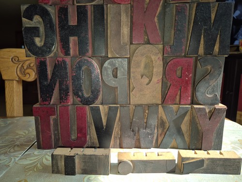 Vtg Original Letterpress Alphabet Letters +3 Wood Type Printers Blocks 3" no Z - Picture 8 of 12