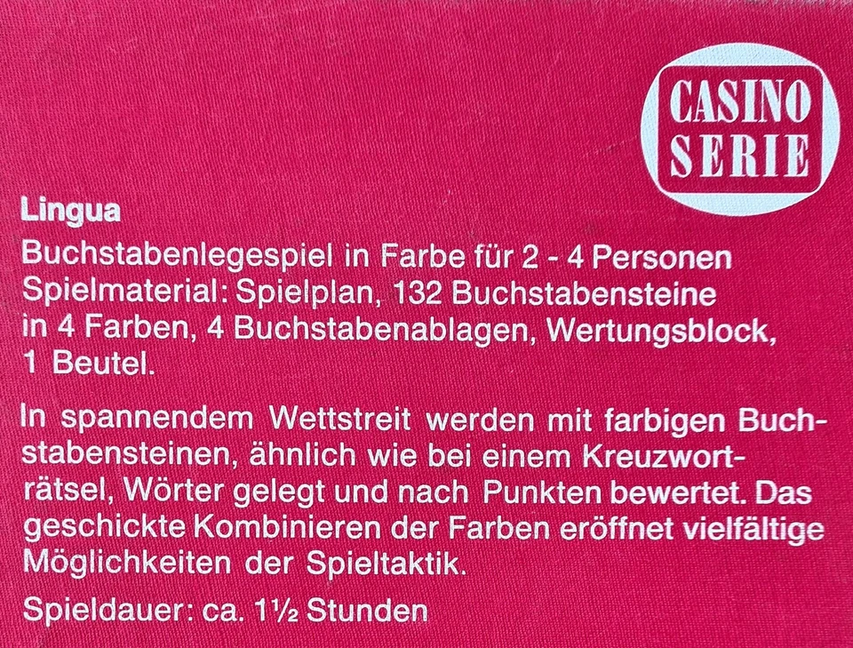 ©1969 Ravensburger Casino Serie LINGUA dt. Scrabble/Kreuzworträtsel/Buchstaben - Bild 2 von 2