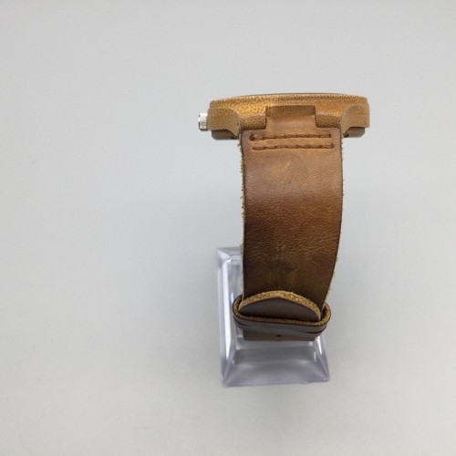 Wood Watch Men 45mm Light Wooden Finish Suede Leather Band New Battery - Bild 7 von 17