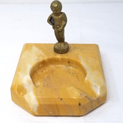 Manneken Pis Aschenbecher Bronze Onyx Orange Creme Imperfect Bruxelles Vintage