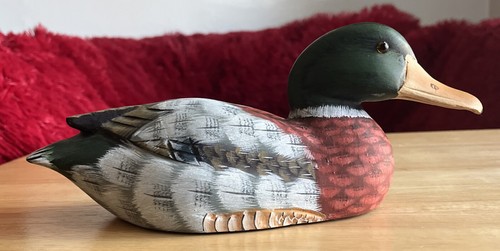 Vintage handbemalte massive Harz Stockente dekorative Köder 9”x3”x2 1/2” - Bild 2 von 6