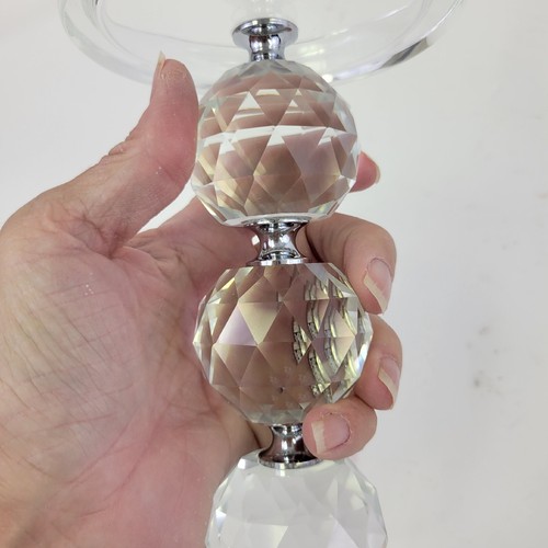 Set di 3 Piedistalli Cristallo Vetro Sfaccettato di Valerie - Argento - Foto 14 di 14