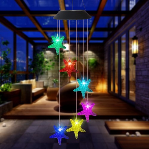 Large LED Solar Outdoor Lights Colorful Wind Chimes Gift Yard Garden Home Decor - Bild 85 von 129