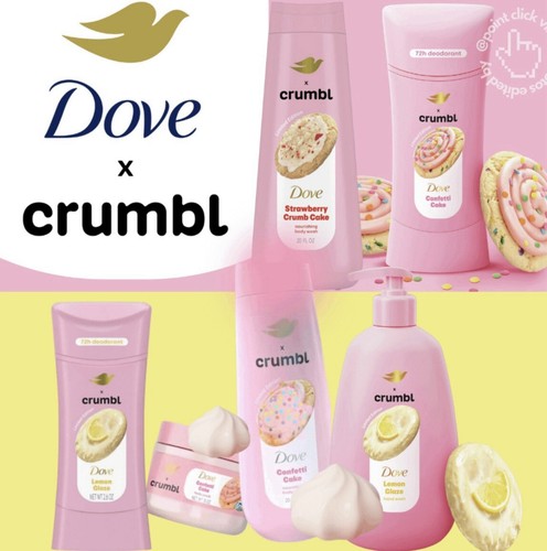 Dove x Crumbl Cookie Body Wash & Hand Wash & Scrub Set Strawberry Crumb Cake New - Picture 9 of 12