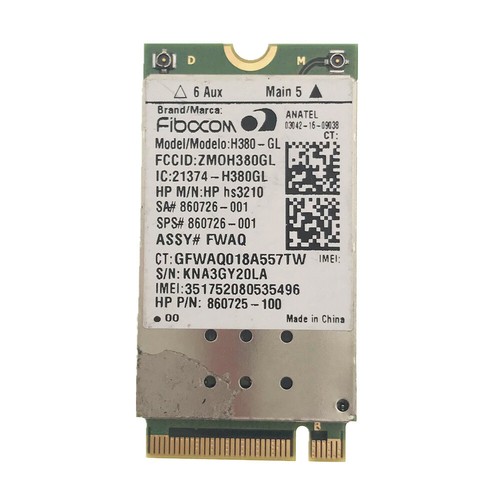 HP hs3210 FIBOCOM H380-GL HSPA+ Mobile Module M.2 WWAN Card 860726-001 HP ZBook - Picture 1 of 4