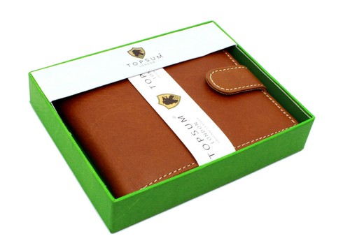 Portafoglio uomo Topsum London lusso tasca portamonete premium vera pelle #4021 TAN - Foto 6 di 7
