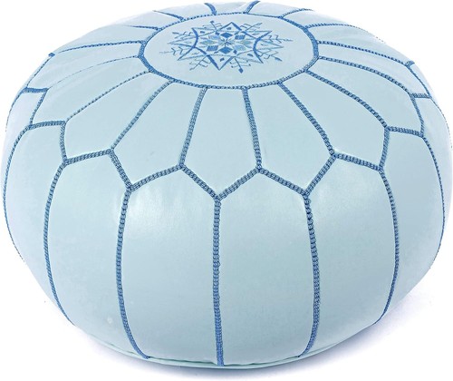 Marrakesh Gallery Genuine Leather Round Pouf Unstuffed - Moroccan Ottoman Footst - Picture 1 of 10