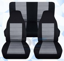 Suv Cotton Car Seat Covers Frontrear Blk-silver Fits Jeep Wrangler 2003-2006